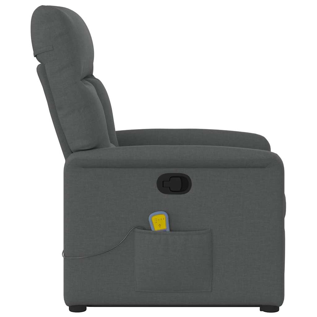 Poltrona elevatória de massagens tecido cinzento-escuro