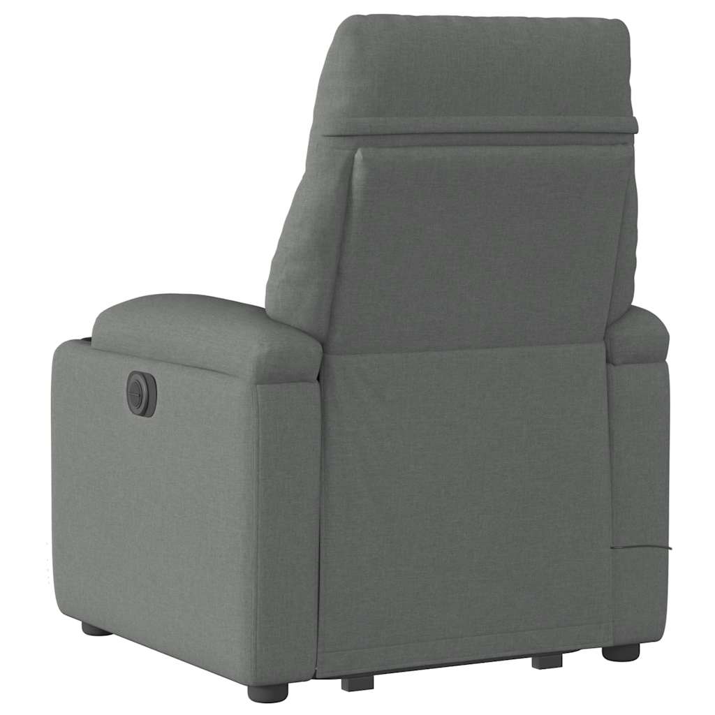 Poltrona elevatória de massagens tecido cinzento-escuro