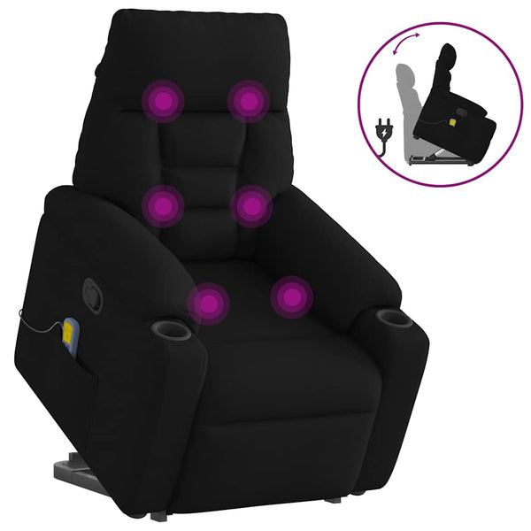 Poltrona de massagens reclinável elevatória tecido preto