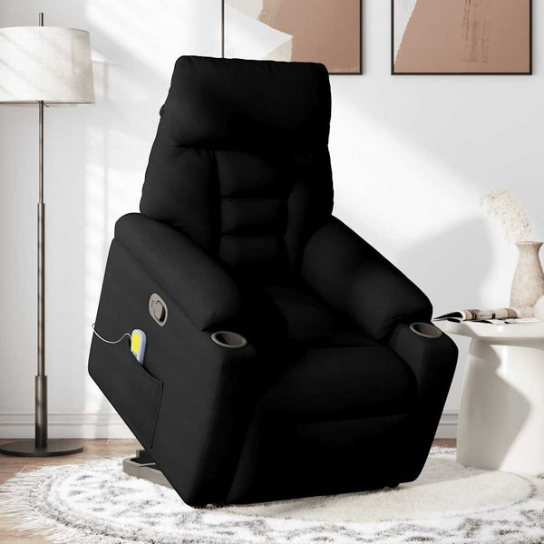 Poltrona de massagens reclinável elevatória tecido preto