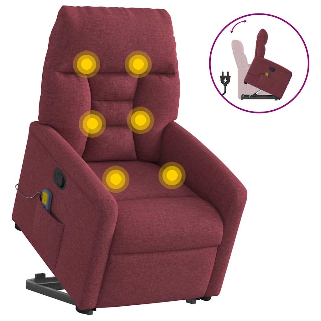 Poltrona de massagens reclin. elevatória tecido vermelho tinto