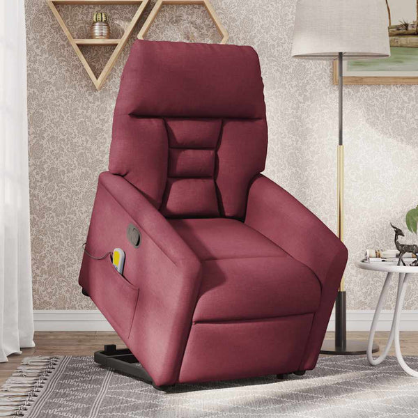 Poltrona de massagens reclin. elevatória tecido vermelho tinto