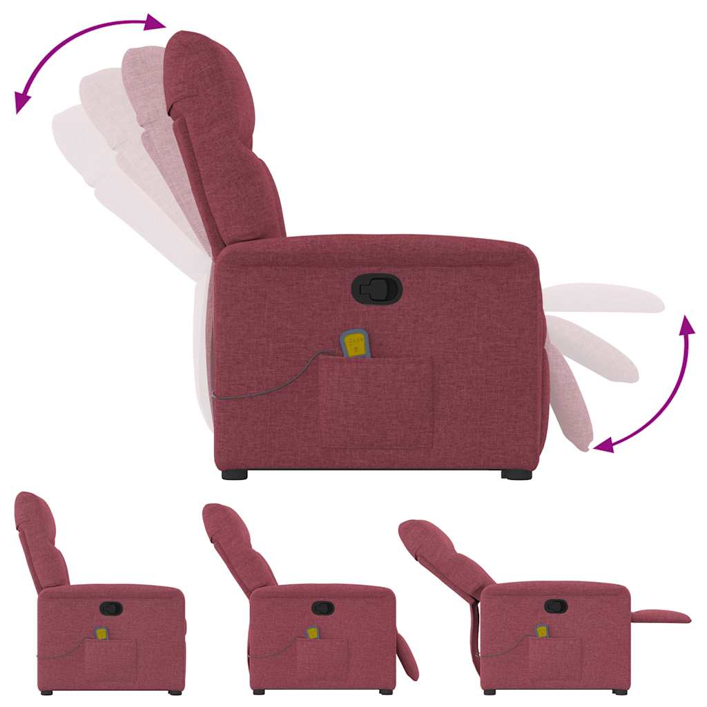 Poltrona de massagens reclin. elevatória tecido vermelho tinto