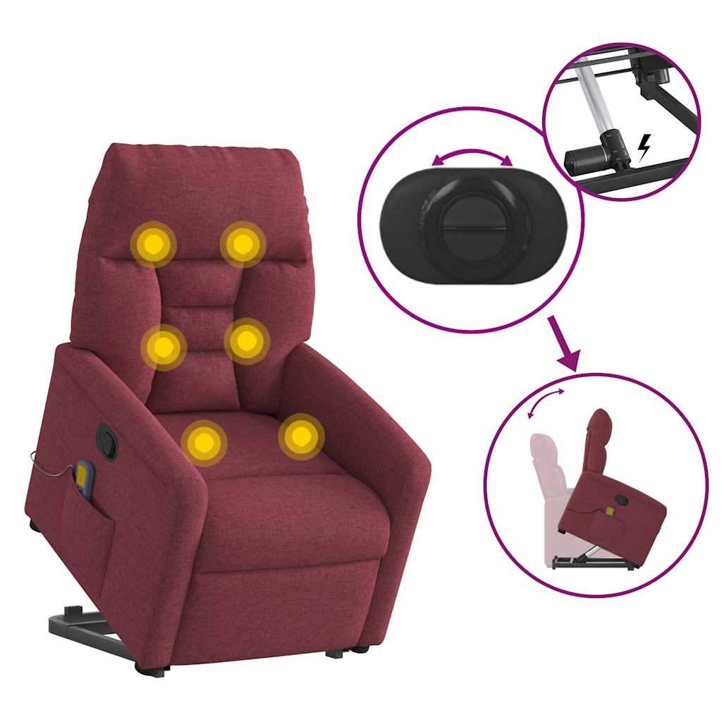 Poltrona de massagens reclin. elevatória tecido vermelho tinto