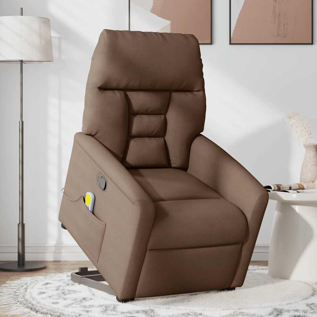 Poltrona reclinável massagens tecido castanho
