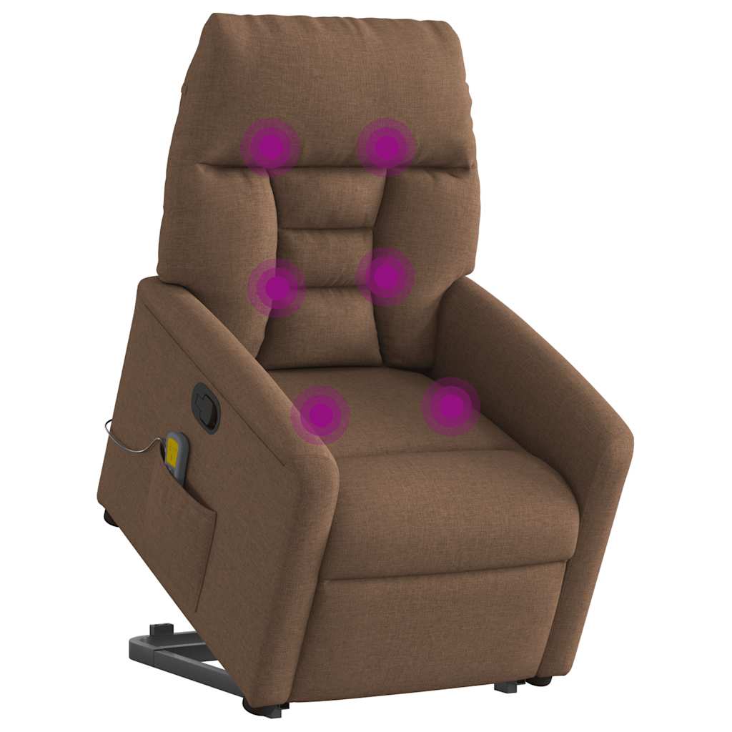Poltrona reclinável massagens tecido castanho
