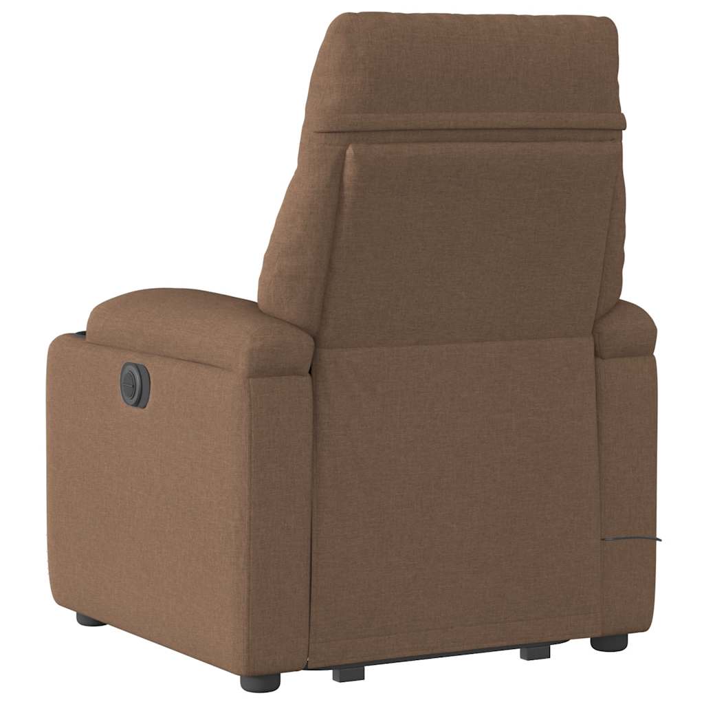 Poltrona reclinável massagens tecido castanho
