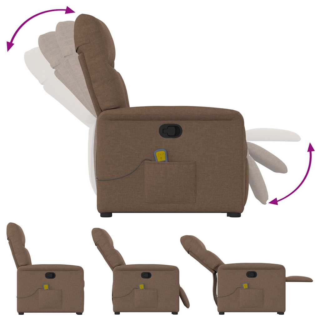 Poltrona reclinável massagens tecido castanho