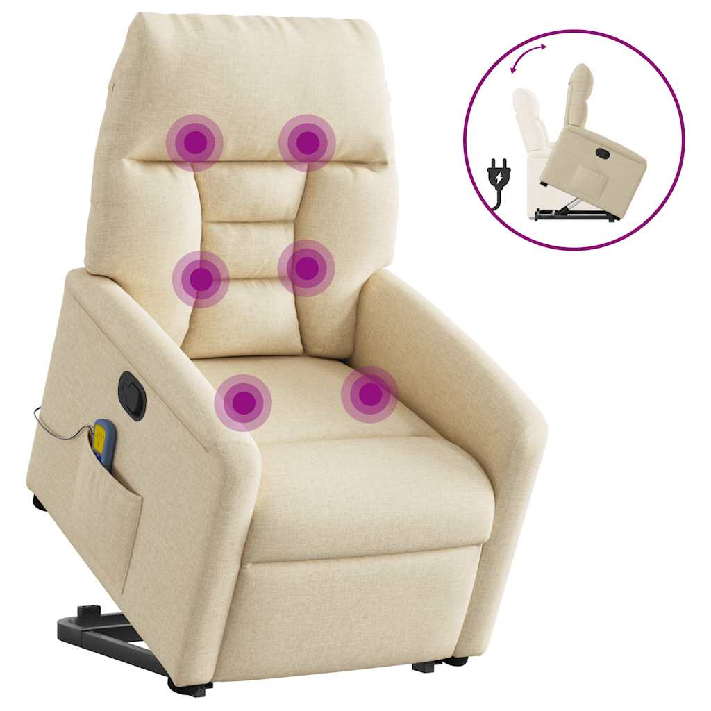 Poltrona elevatória de massagens tecido cor creme