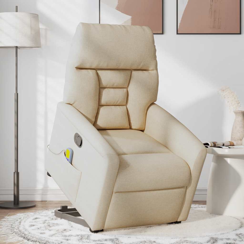Poltrona elevatória de massagens tecido cor creme