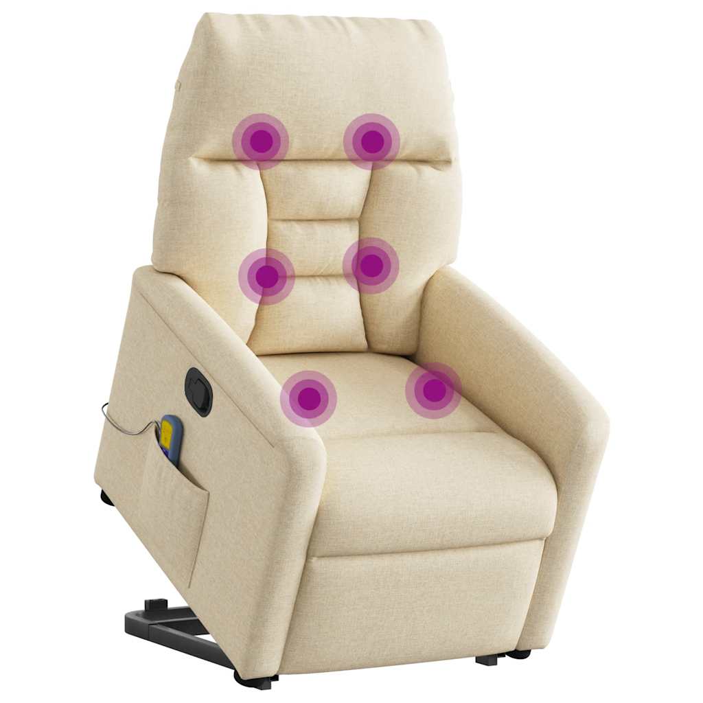 Poltrona elevatória de massagens tecido cor creme