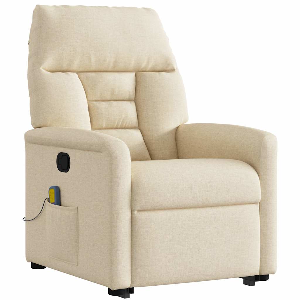 Poltrona elevatória de massagens tecido cor creme