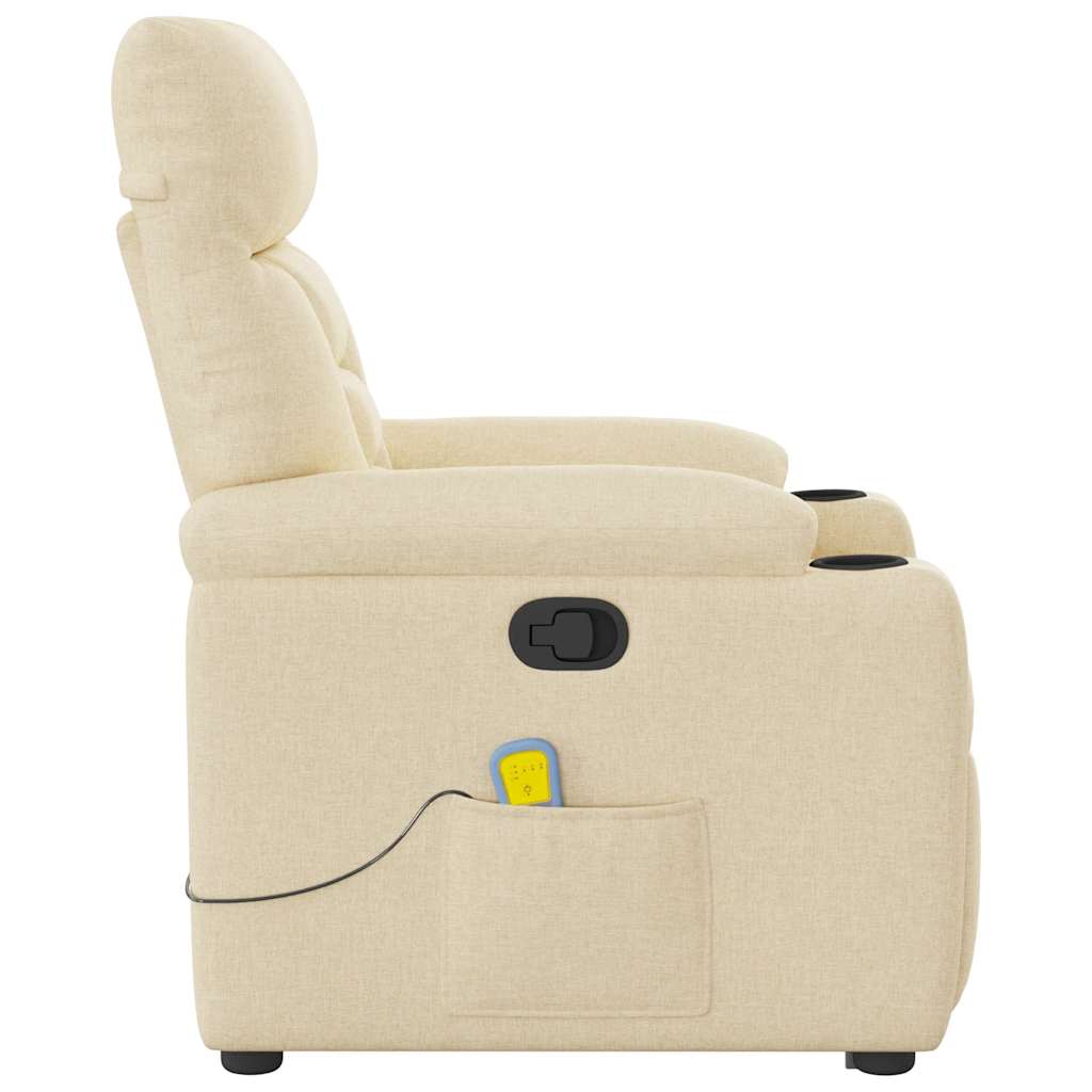 Poltrona elevatória de massagens tecido cor creme