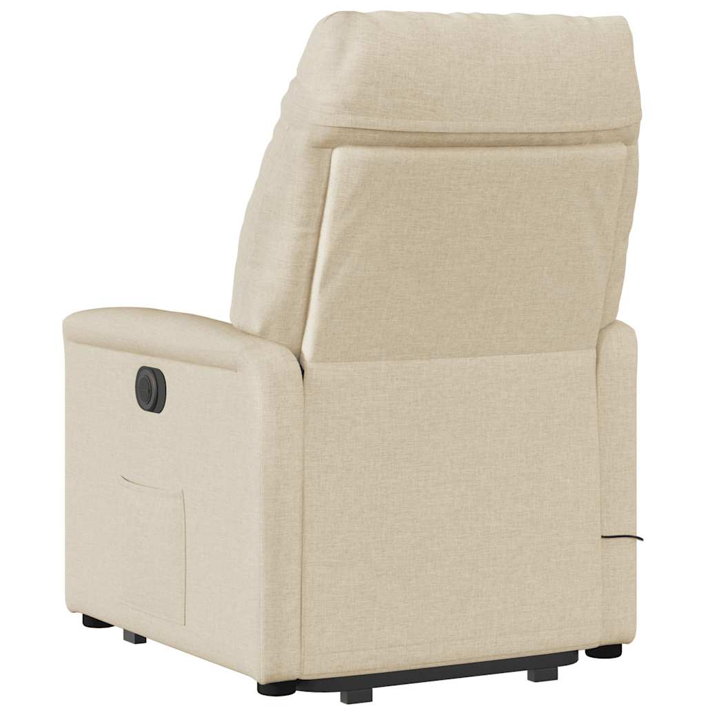 Poltrona elevatória de massagens tecido cor creme