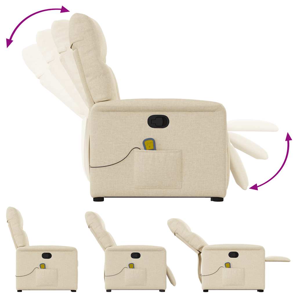 Poltrona elevatória de massagens tecido cor creme