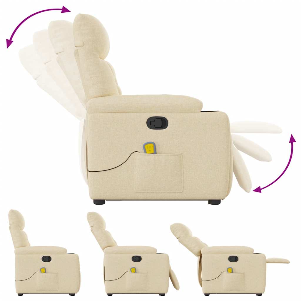 Poltrona elevatória de massagens tecido cor creme