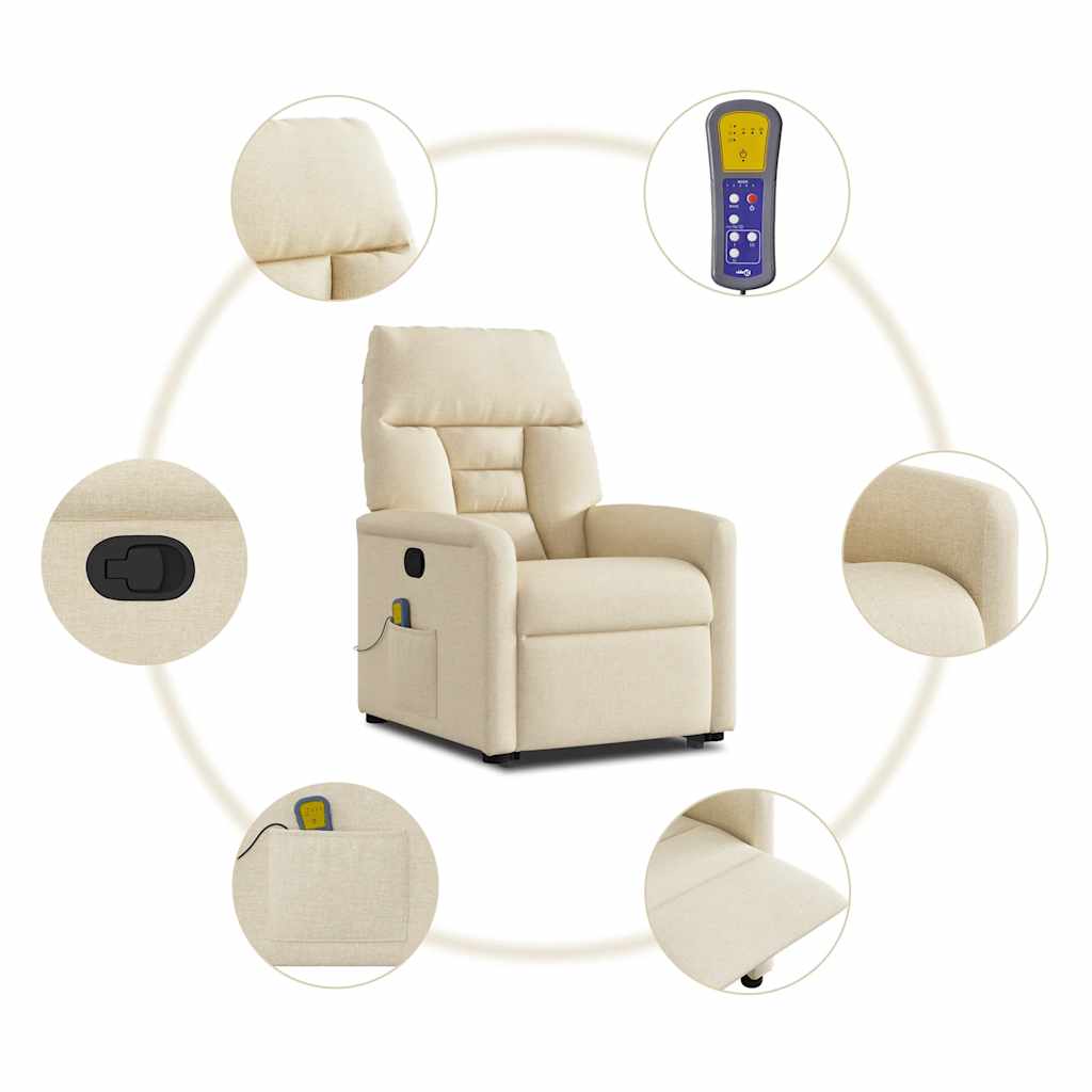 Poltrona elevatória de massagens tecido cor creme