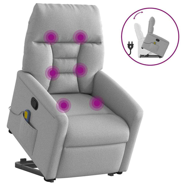 Poltrona elevatória de massagens tecido cinzento-nublado
