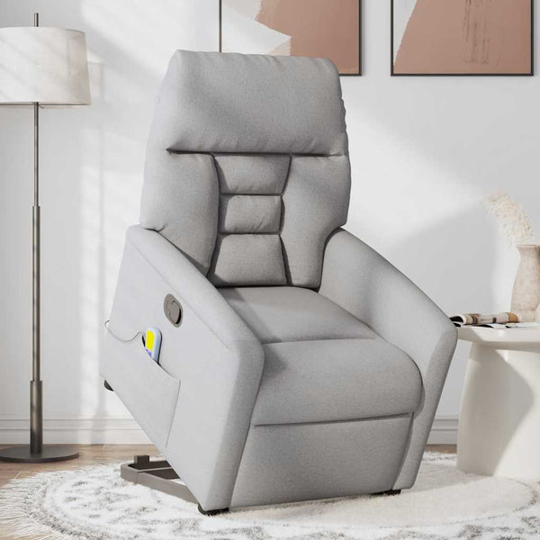 Poltrona elevatória de massagens tecido cinzento-nublado
