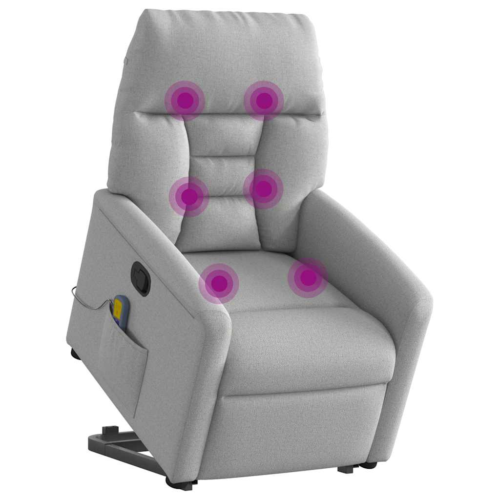 Poltrona elevatória de massagens tecido cinzento-nublado