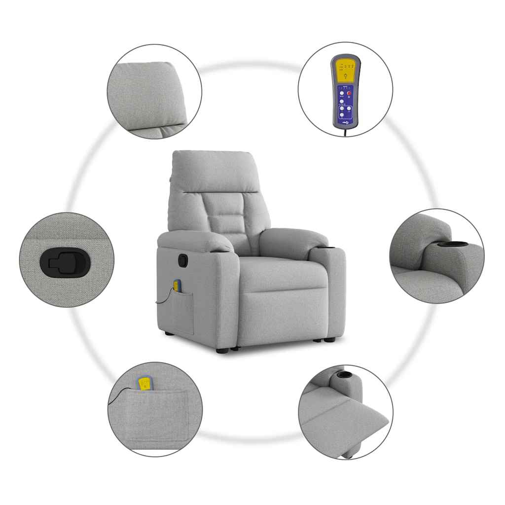 Poltrona elevatória de massagens tecido cinzento-nublado