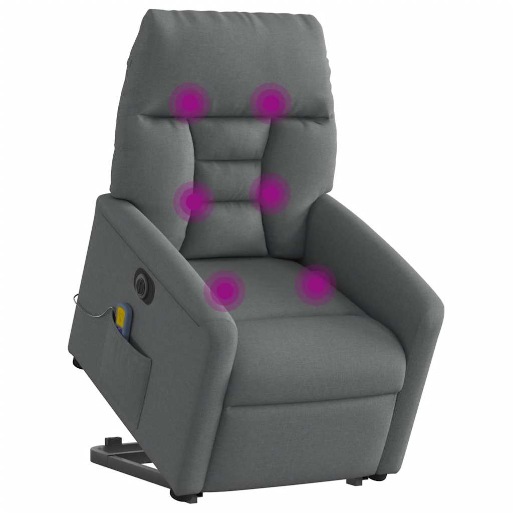 Poltrona elétrica elevatória massagens tecido cinzento-escuro