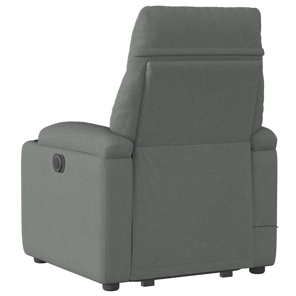 Poltrona elétrica elevatória massagens tecido cinzento-escuro