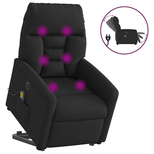 Poltrona elétrica elevatória massagens tecido preto