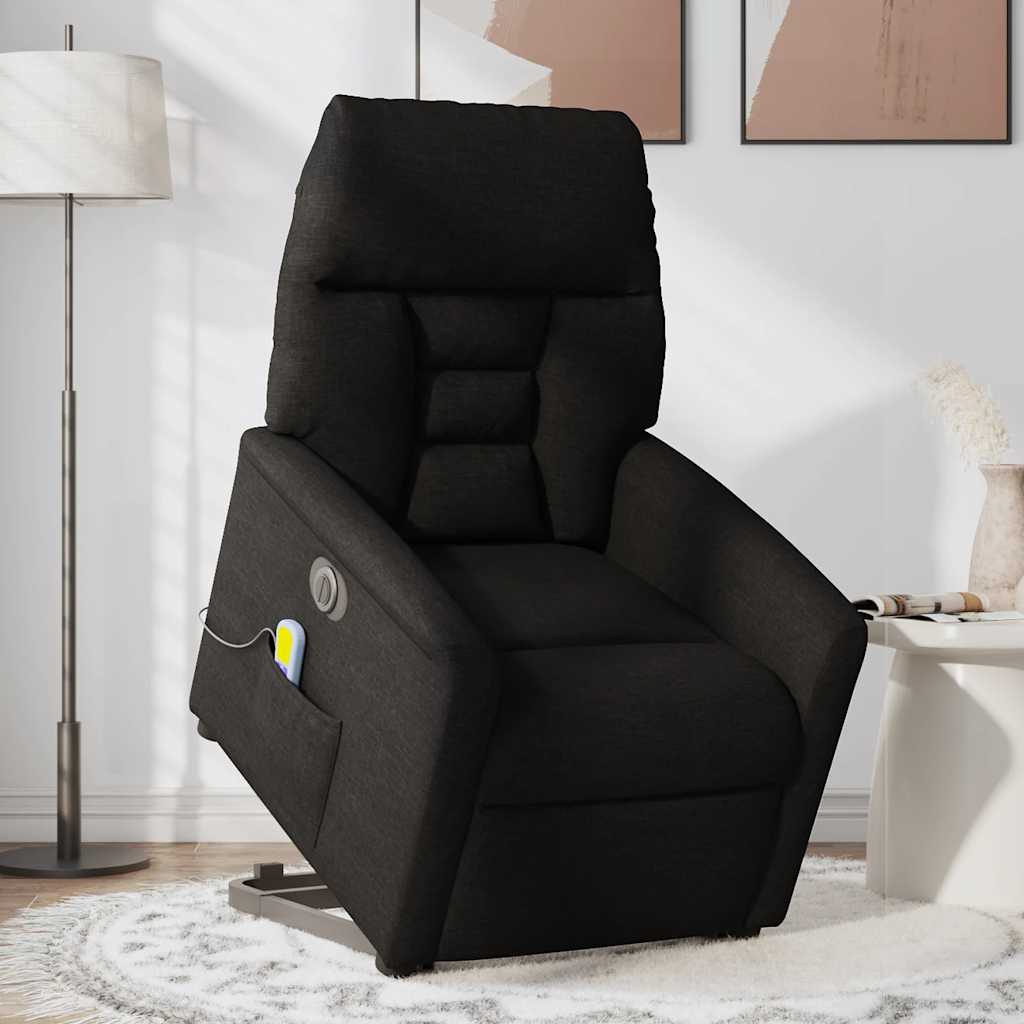 Poltrona elétrica elevatória massagens tecido preto