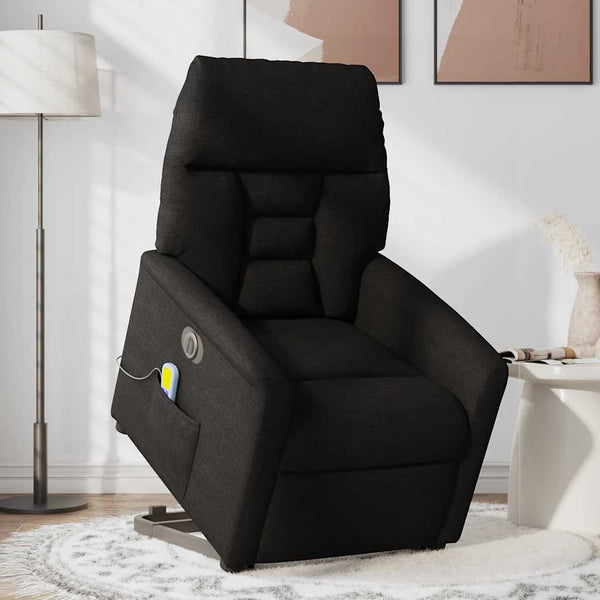 Poltrona elétrica elevatória massagens tecido preto