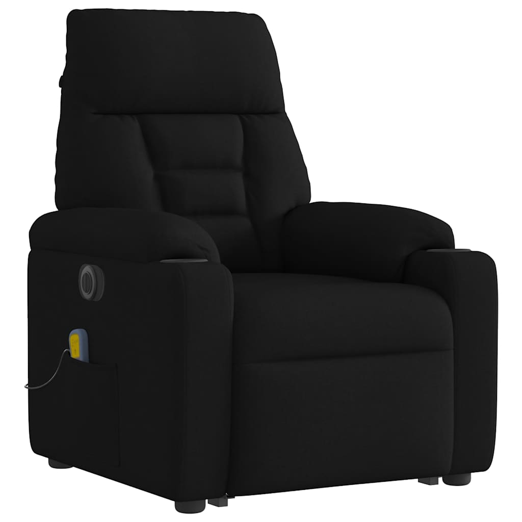 Poltrona elétrica elevatória massagens tecido preto