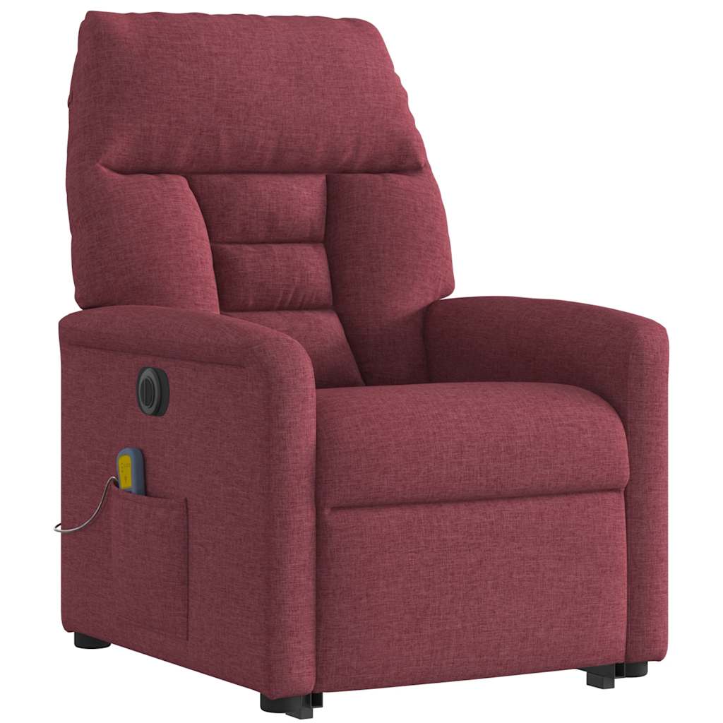 Poltrona elevatória de massagens elétrica tecido vermelho tinto