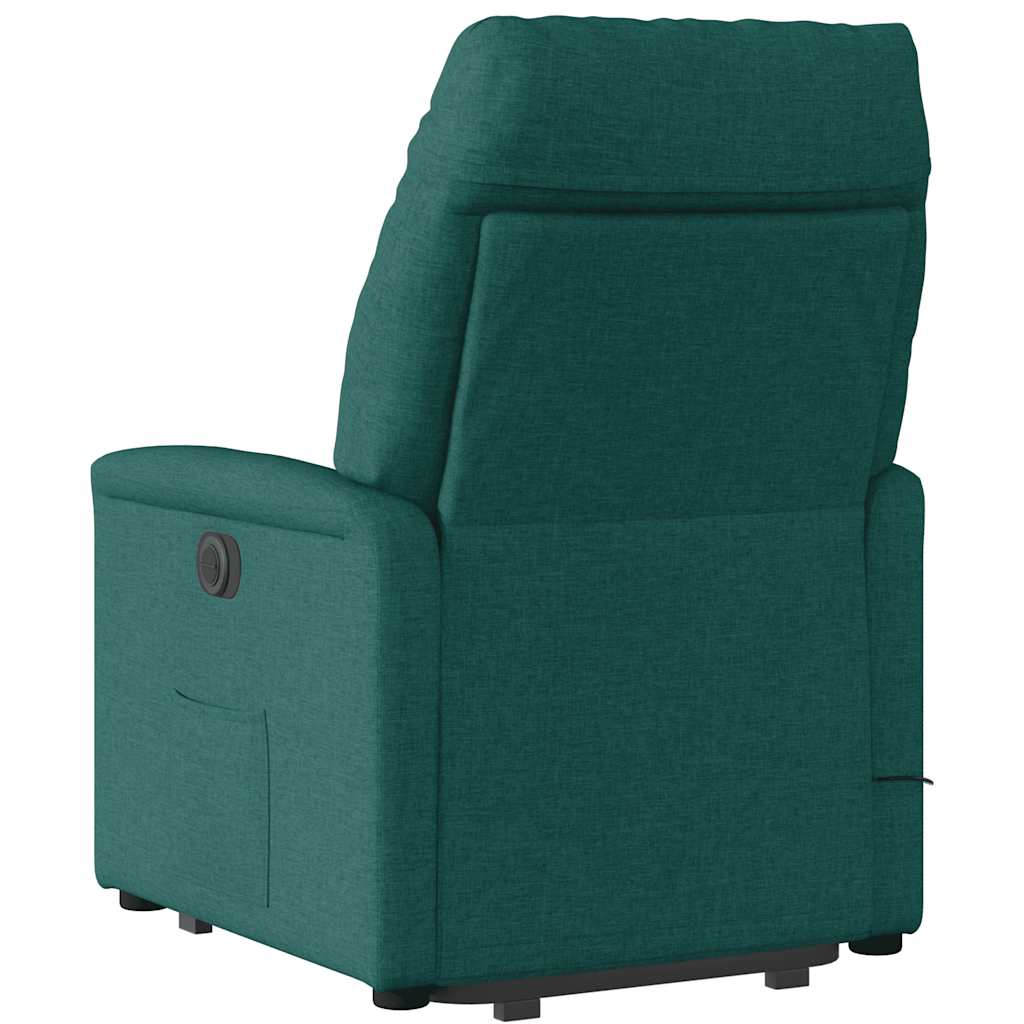 Poltrona elétrica elevatória massagens tecido verde-escuro