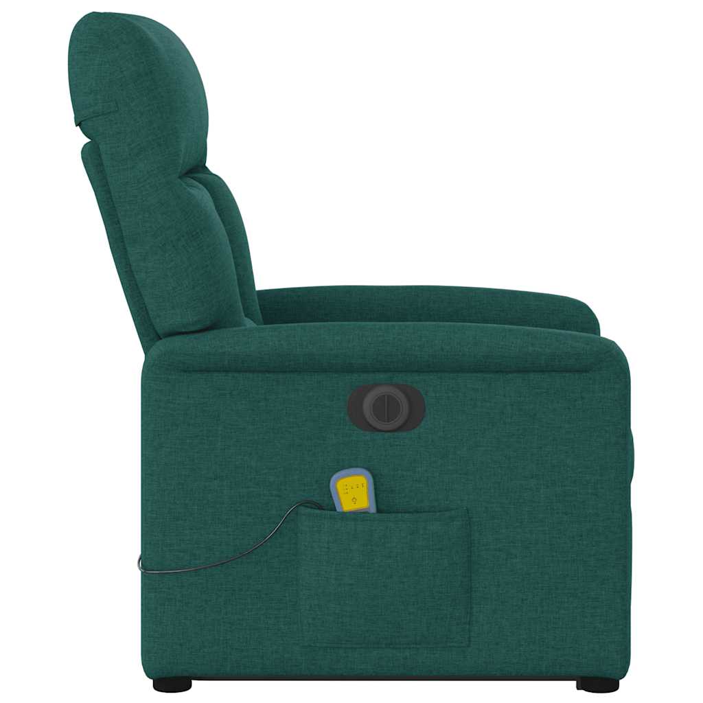 Poltrona elétrica elevatória massagens tecido verde-escuro