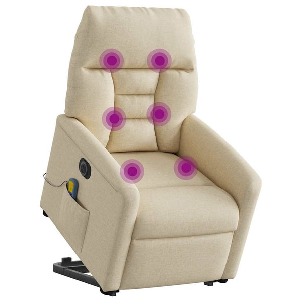 Poltrona elétrica elevatória massagens tecido creme