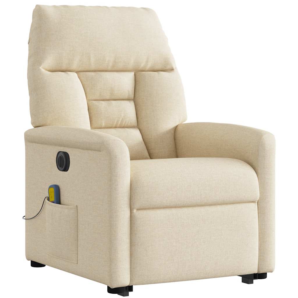 Poltrona elétrica elevatória massagens tecido creme