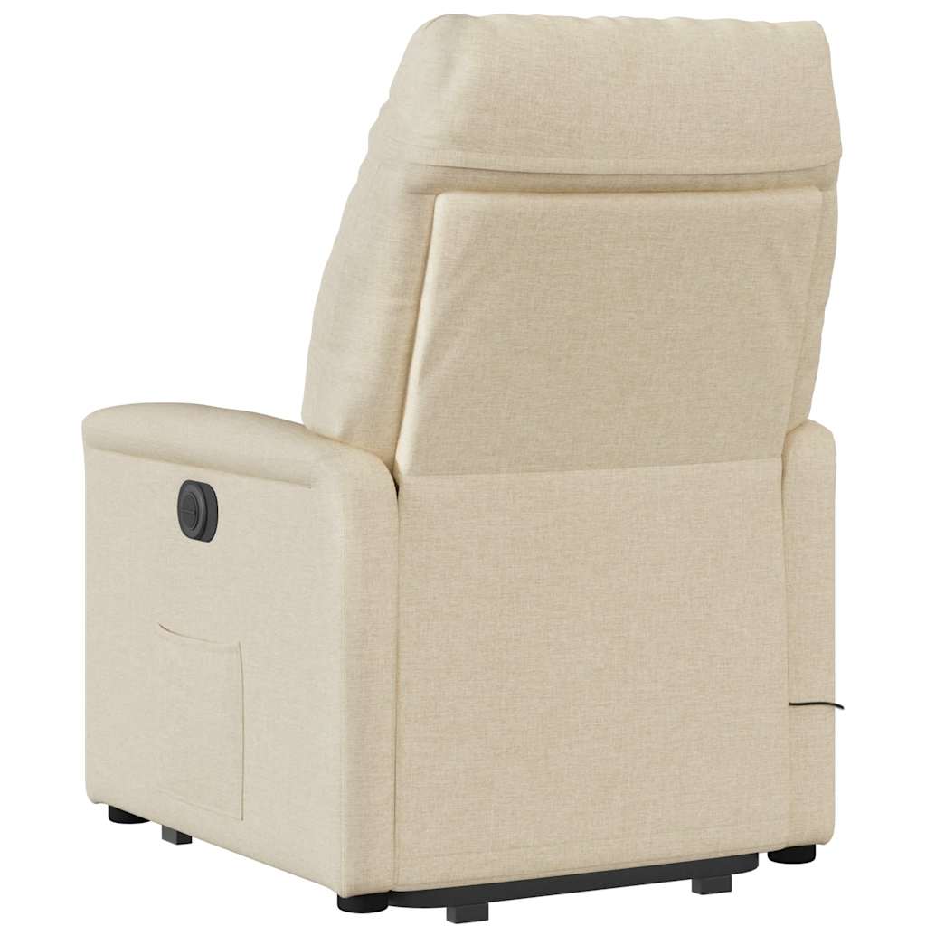 Poltrona elétrica elevatória massagens tecido creme