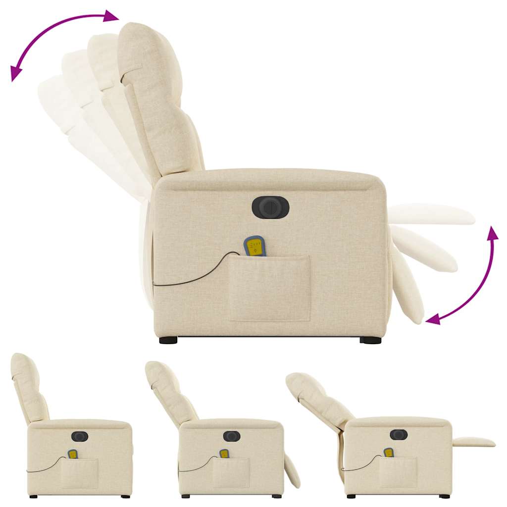 Poltrona elétrica elevatória massagens tecido creme