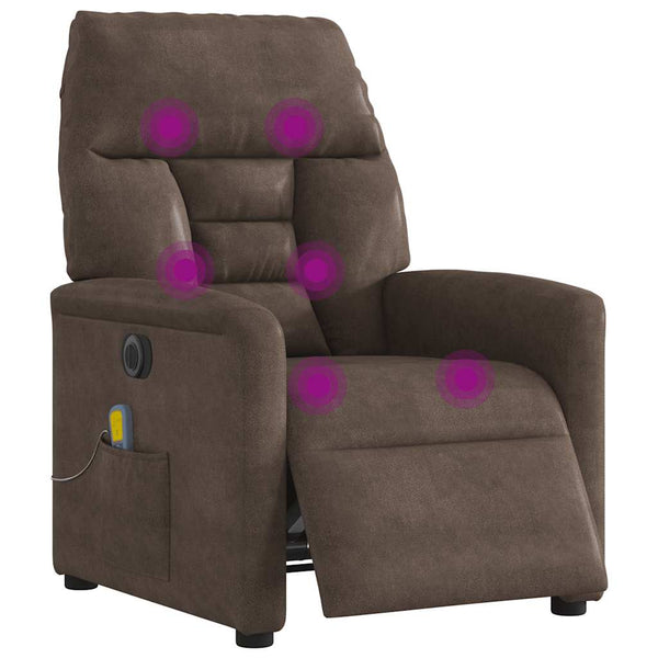 Poltrona de massagens reclinável elétrica microfibra castanho
