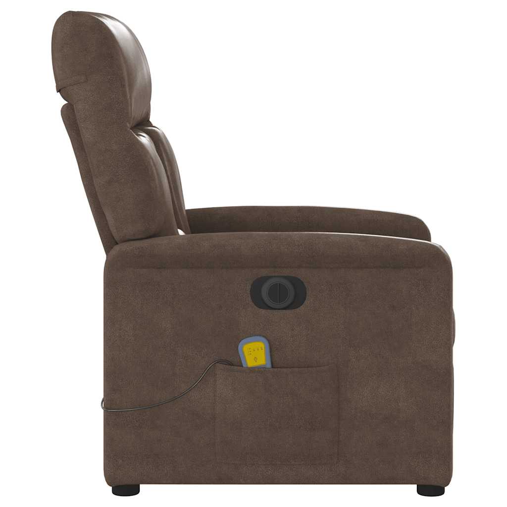 Poltrona de massagens reclinável elétrica microfibra castanho