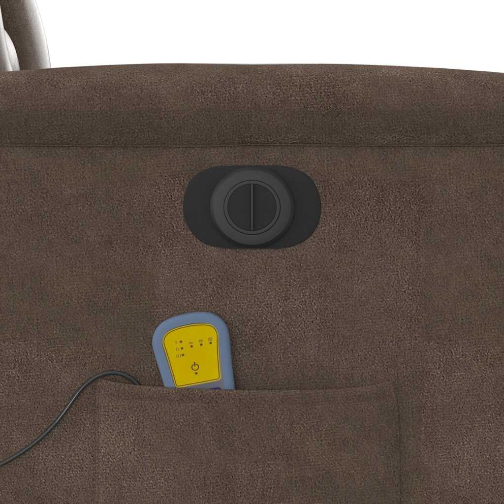 Poltrona de massagens reclinável elétrica microfibra castanho