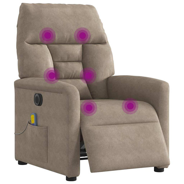 Poltrona massagens recli. elétrica microfibra cinza-acastanhado
