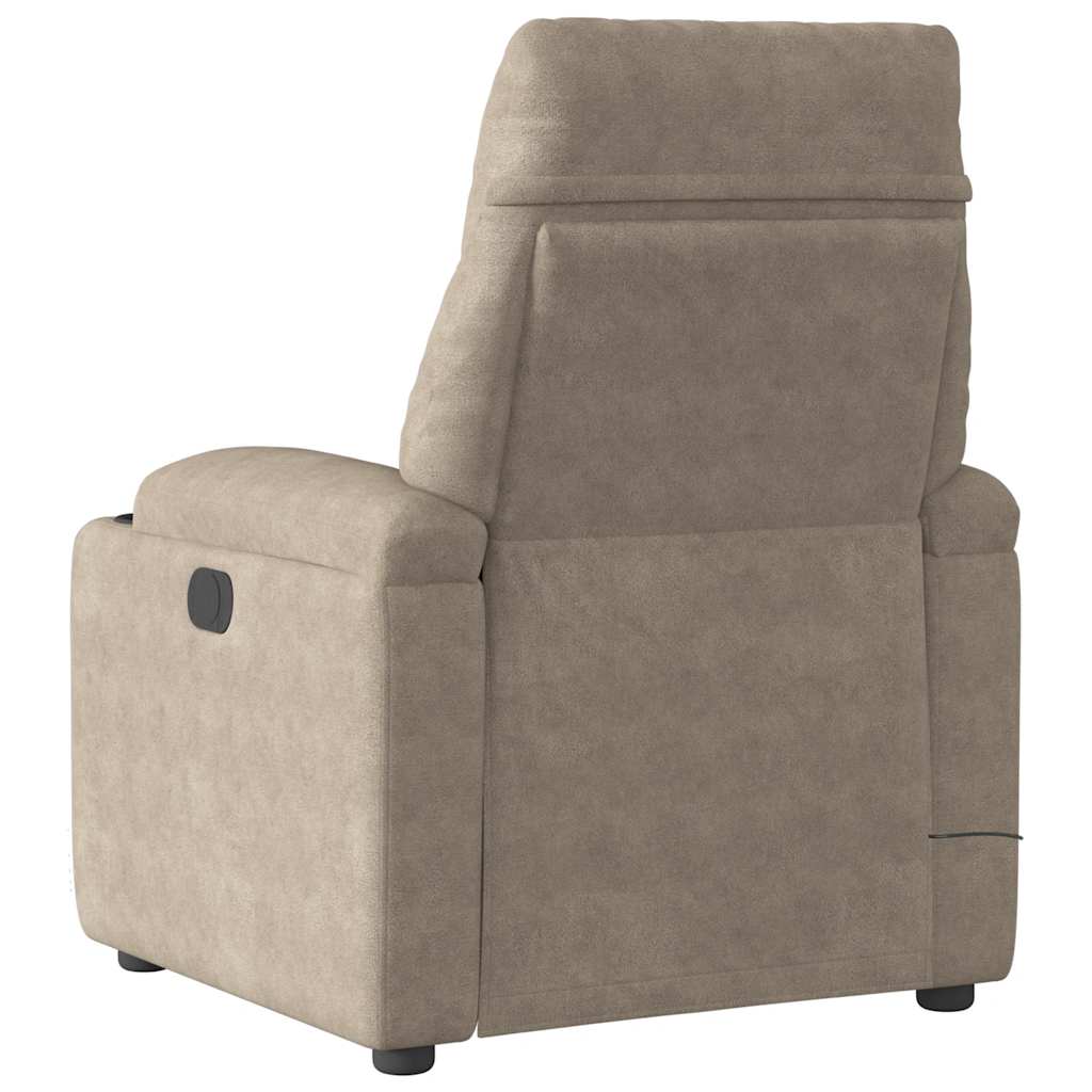 Poltrona massagens recli. elétrica microfibra cinza-acastanhado