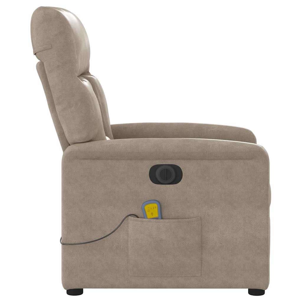Poltrona massagens recli. elétrica microfibra cinza-acastanhado