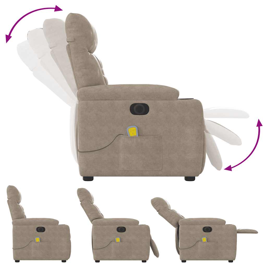 Poltrona massagens recli. elétrica microfibra cinza-acastanhado