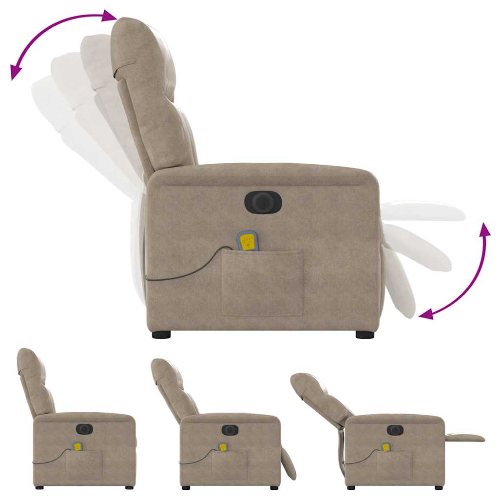 Poltrona massagens recli. elétrica microfibra cinza-acastanhado