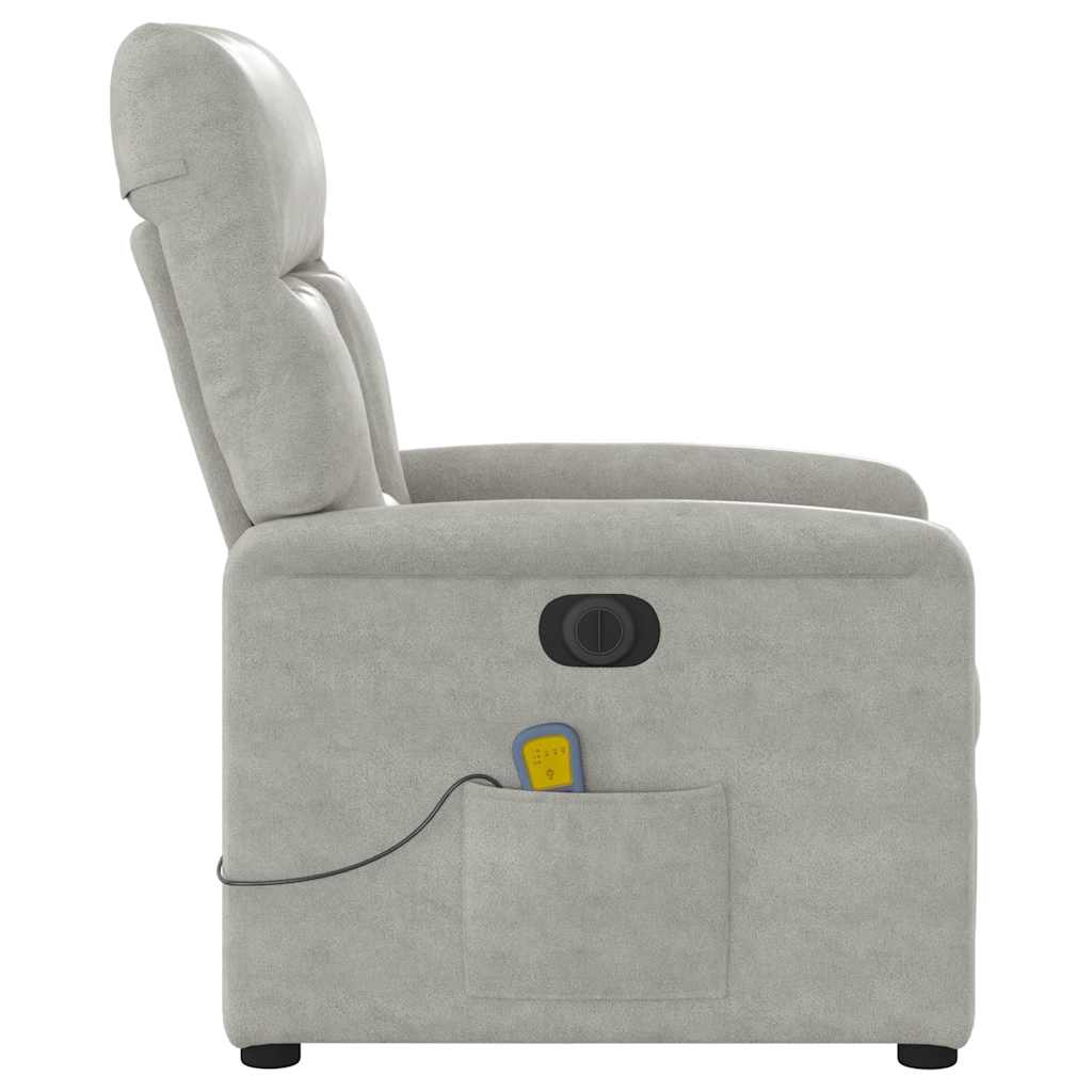 Poltrona massagens reclinável elétrica microfibra cinza-claro