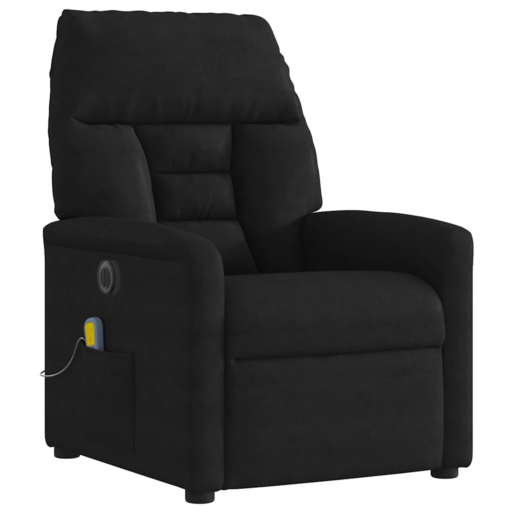 Poltrona de massagens reclinável elétrica microfibra preto