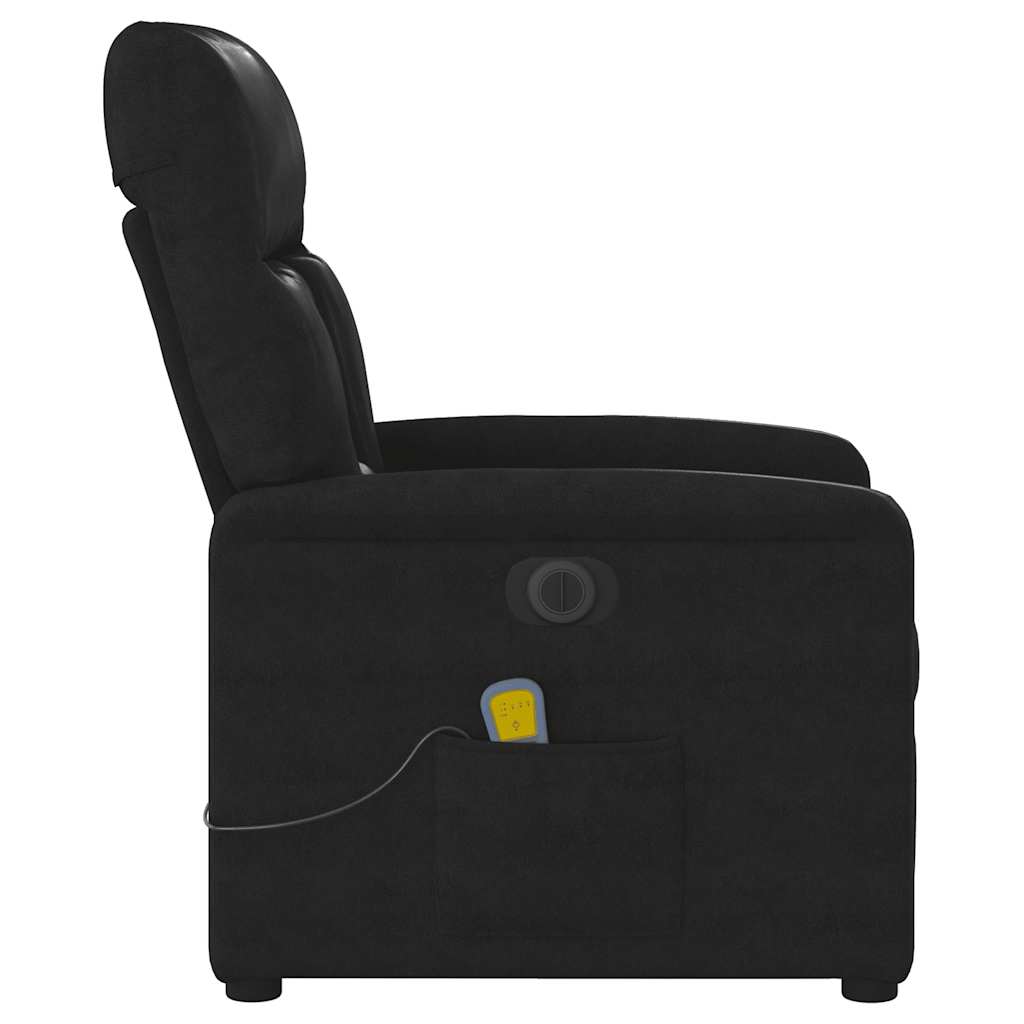Poltrona de massagens reclinável elétrica microfibra preto