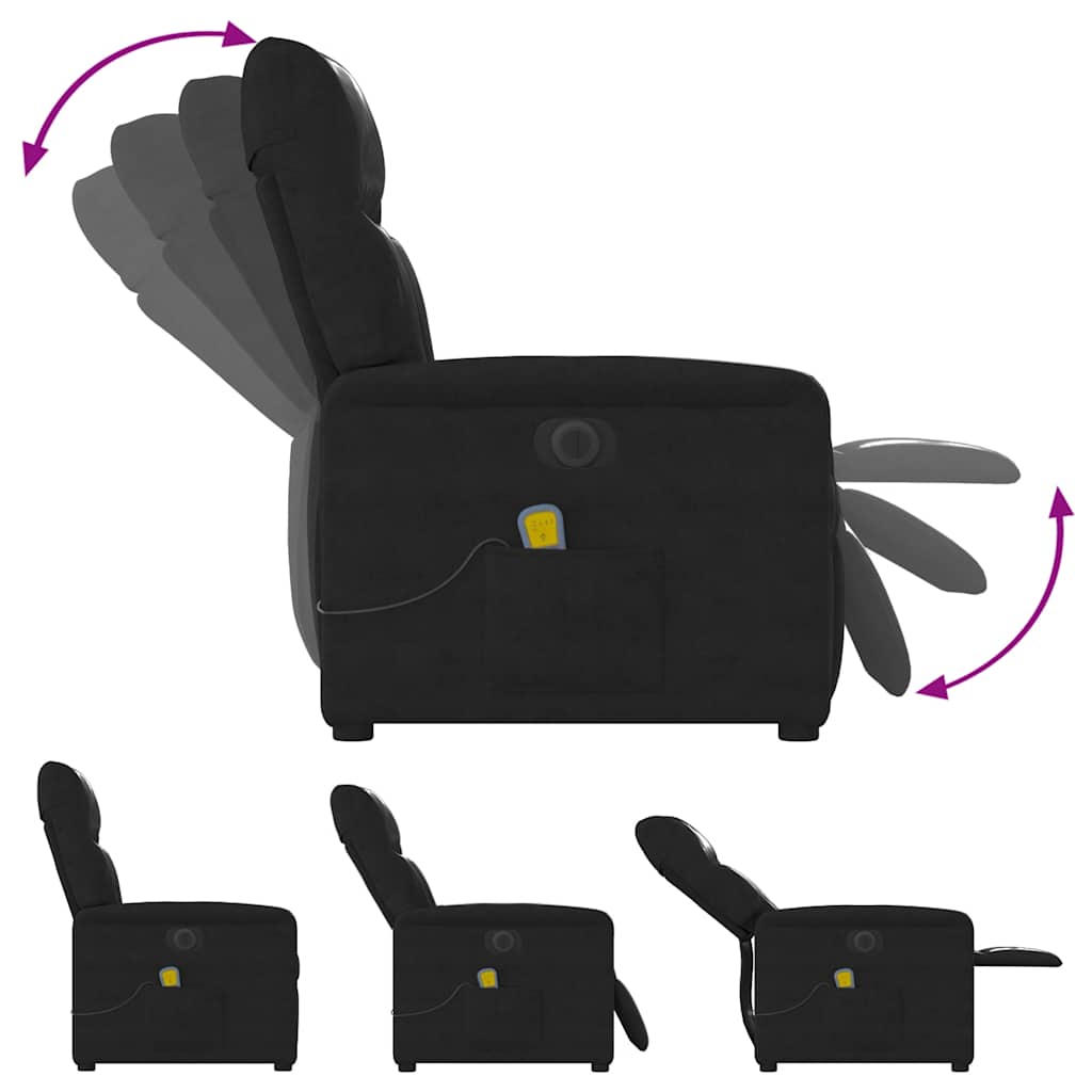Poltrona de massagens reclinável elétrica microfibra preto